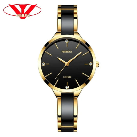 NIBOSI Women Wrist Watch Ceramic Bracelet Watches Ladies Creative Watch For Women Female Clock Relogio Feminino Montre Femme